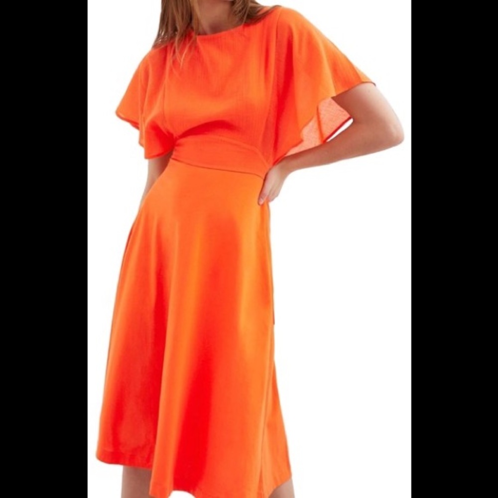 Zara open back flutter sleeve dress